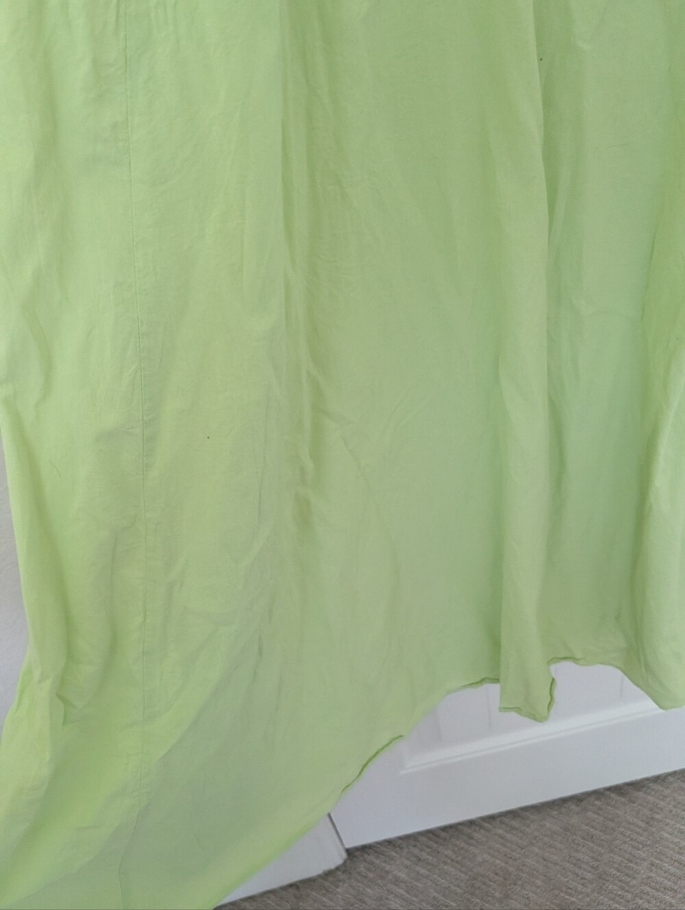 Ruffled Cotton V-Neck Maxi Dress in Lime Green S/M - Picture 4 of 7